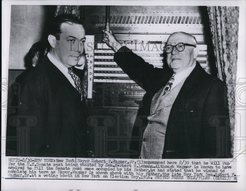 Load image into Gallery viewer, 1946 Press Photo of New York Mayor Robert F. Wagner and Sen. Robert. F. Wagner
