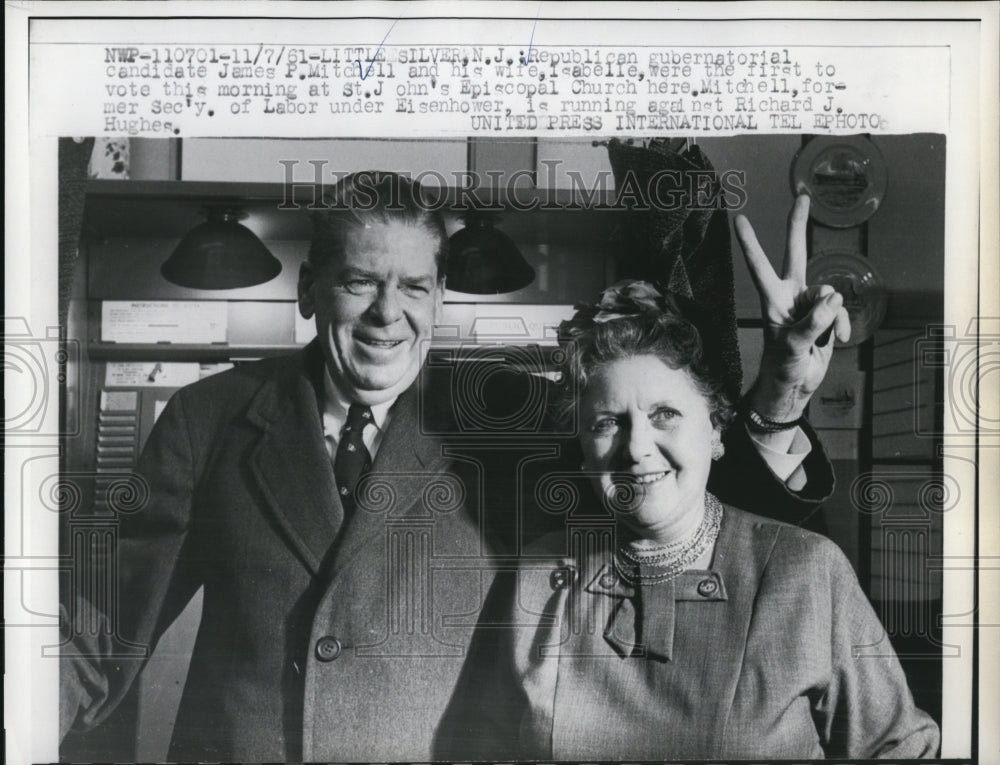 1961 Press Photo Little Silver NJ Rep Gov candidate James Mitchell & wife
