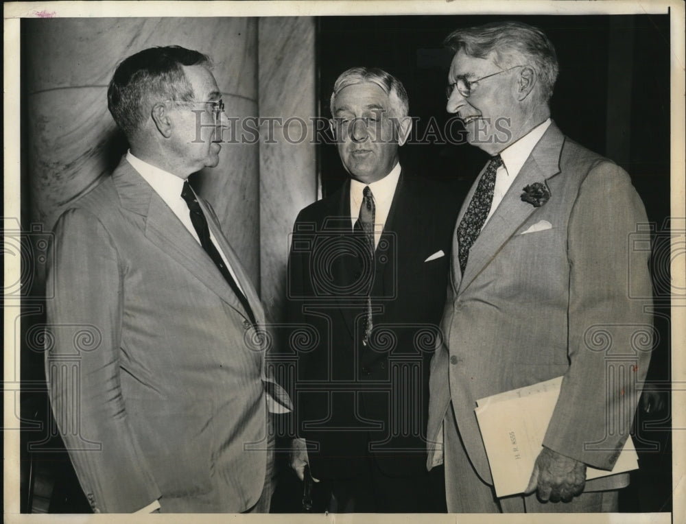 1935 Press Photo Ewing Y. Mitchell; Senator Wallace H. White; Royal S. Copeland