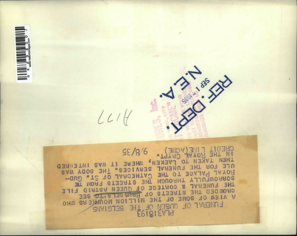 1935 Press Photo Funeral Of Queen Of The Belgians