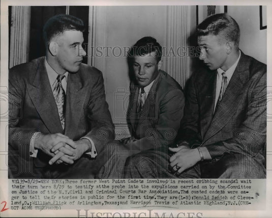 1951 Press Photo NYC Cribbing scandal, Don Senich, Wm Flick, H Travis