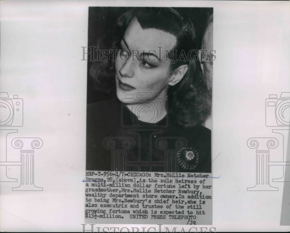 1955 Press Photo Chicago Ill Mrs Mollie Netcher Bragno heiress- Historic Images