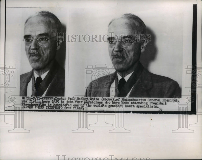 Load image into Gallery viewer, 1955 Press Photo Denver Colo Dr Paul Dudley White tend Pres Eisenhower
