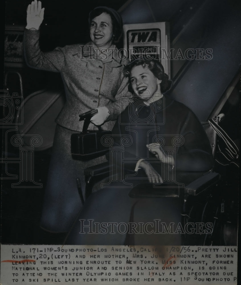 1956 Press Photo of Miss Jill Kinmont and her mother Mrs. June Kinmont.- Historic Images