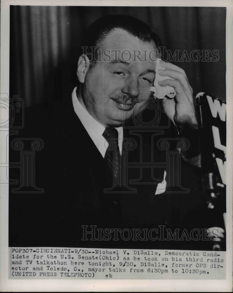 1952 Press Photo Michael V. DiSalle, Democratic candidate for the US Senate (OH)