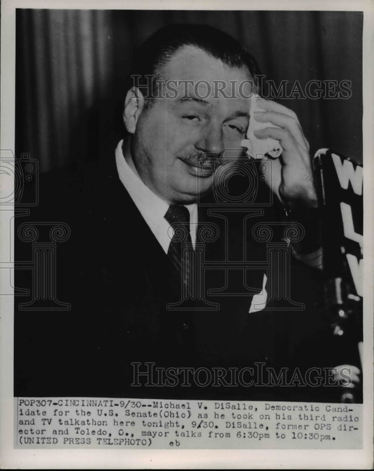 1952 Press Photo Michael V. DiSalle, Democratic candidate for the US Senate (OH)
