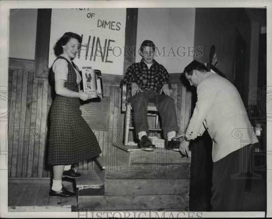 1954 Press Photo Plymouth NH March of Dimes, G Zoulias, D Iobey, MJ Clark