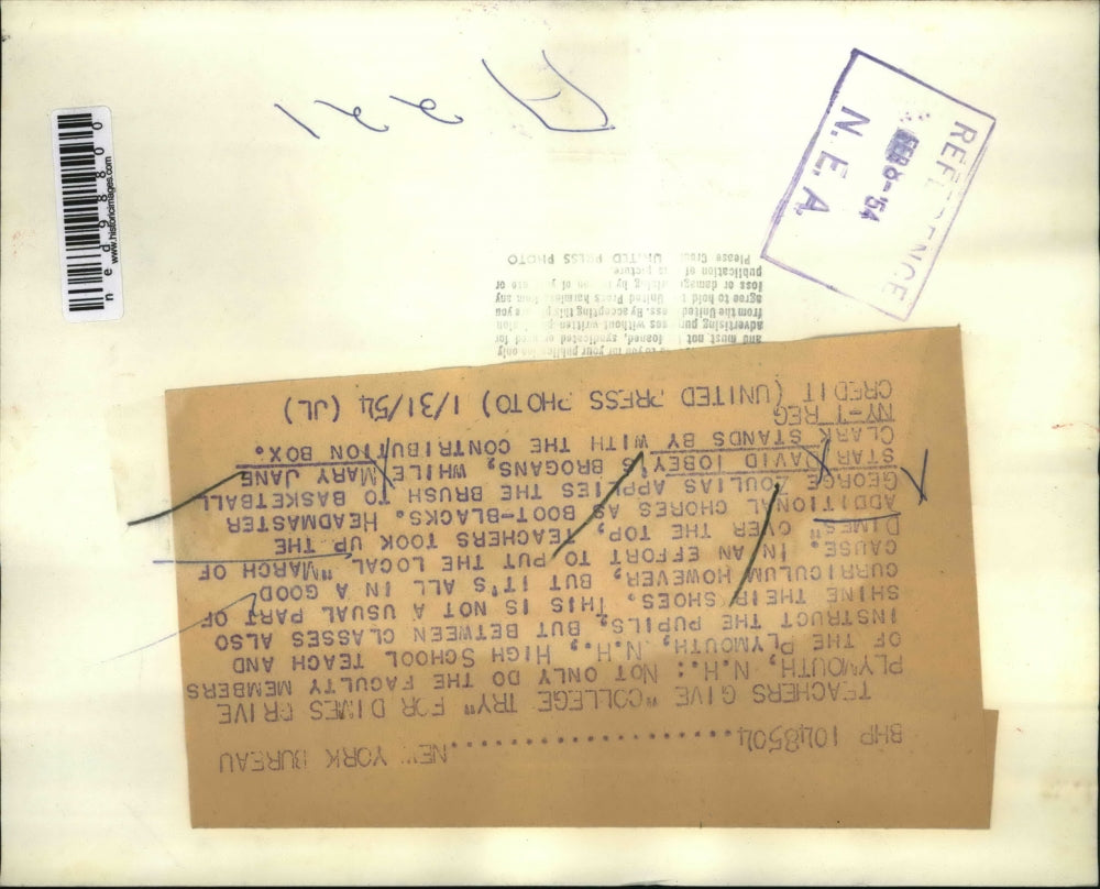 1954 Press Photo Plymouth NH March of Dimes, G Zoulias, D Iobey, MJ Clark