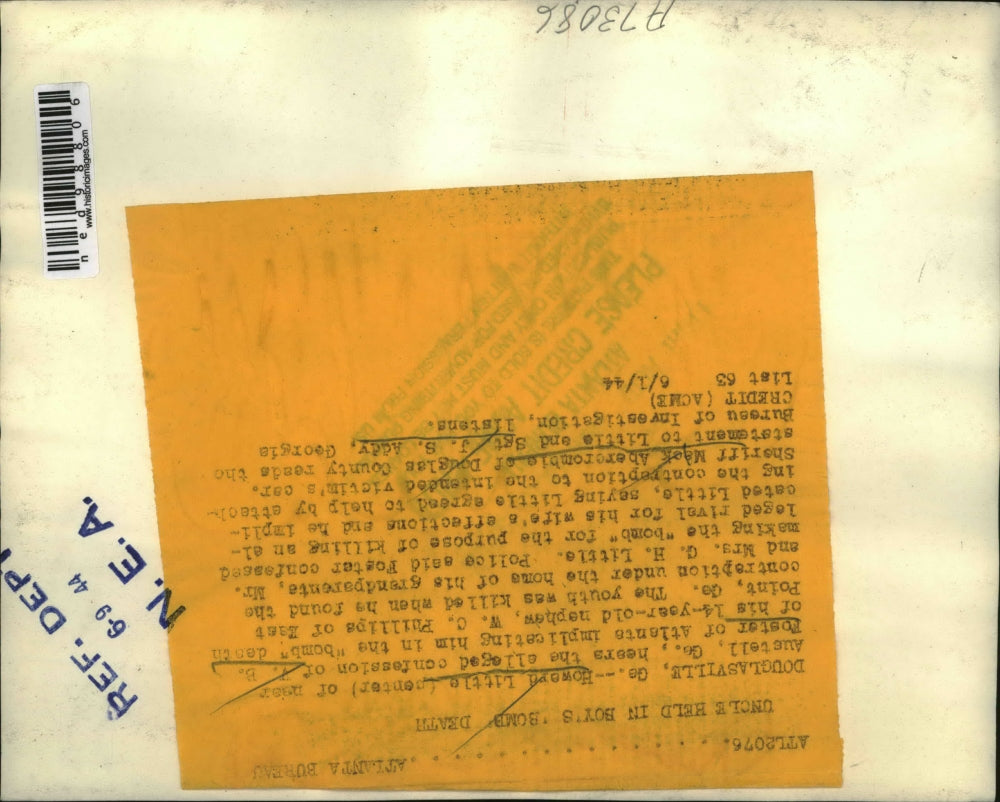 1944 Press Photo Howard Little, Mack Abercrombie, J.S. Addy read confession