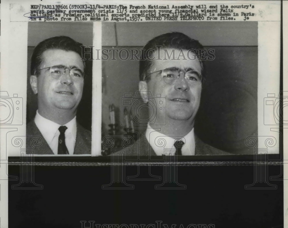 1957 Press Photo Premier Felix Gaillard in Paris France