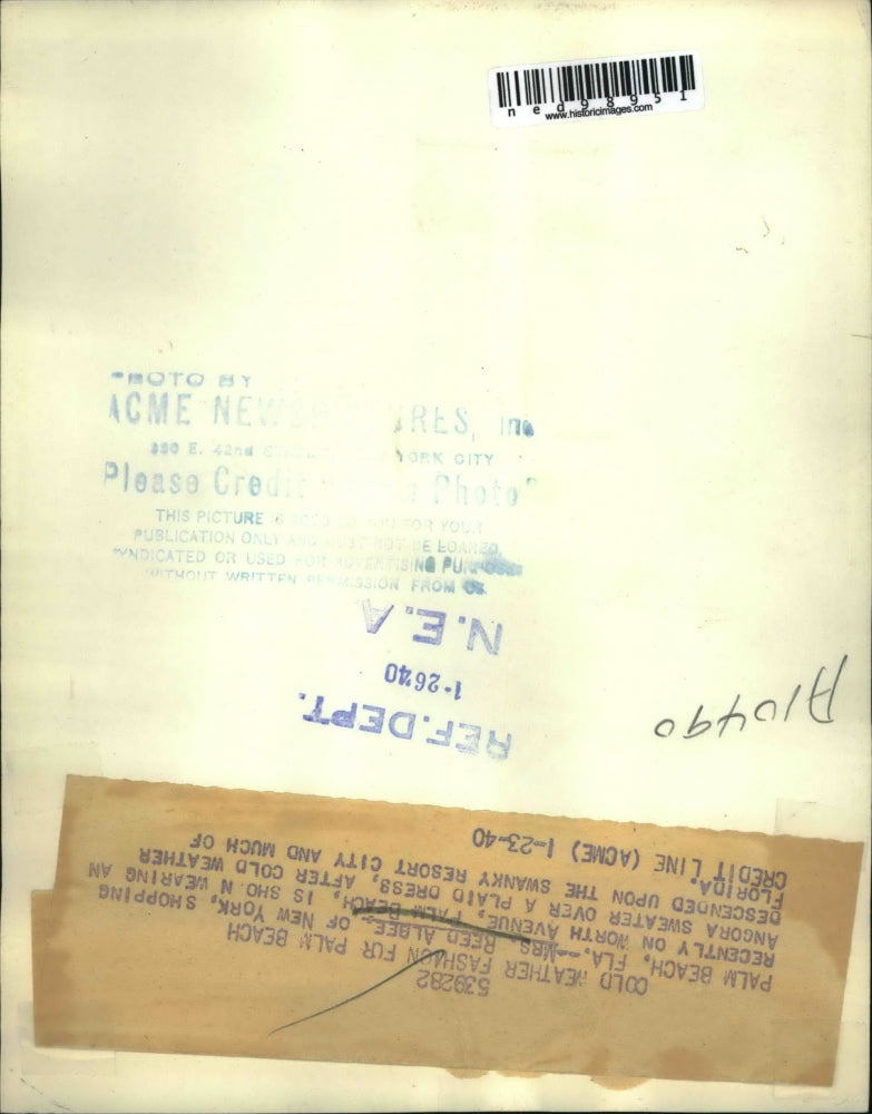 1940 Press Photo Palm Beach Fla Mrs Reed Albee vacations from NY