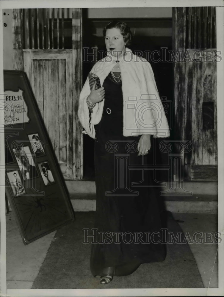 1936 Press Photo Mrs Reed Albee at Patio Club in Palm Beach Florida