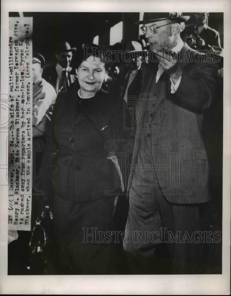 Load image into Gallery viewer, 1949 Press Photo Eide Ferena Blackmer and Myron K Blackmer in Denver
