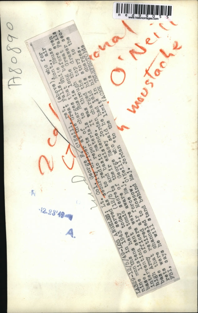 1949 Press Photo Lt Col George O'Neill Great Falls Mont