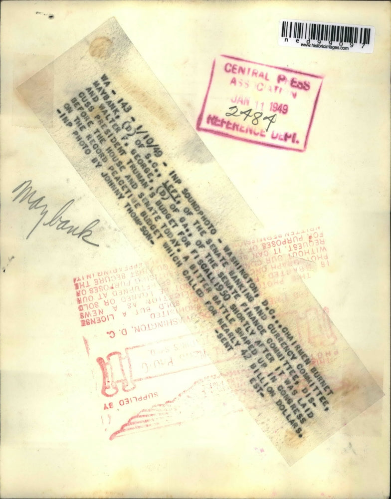 1949 Press Photo Chairman Burnet Maybank; Walter F. George Discuss Budget