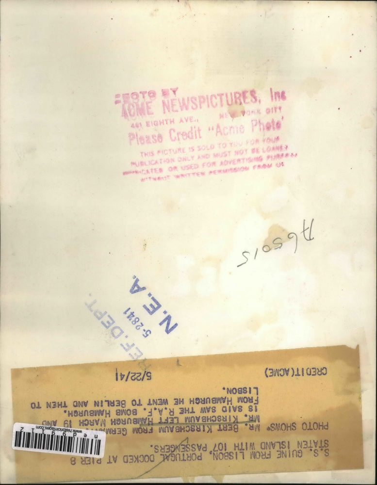 1941 Press Photo Bert Kirschbaum