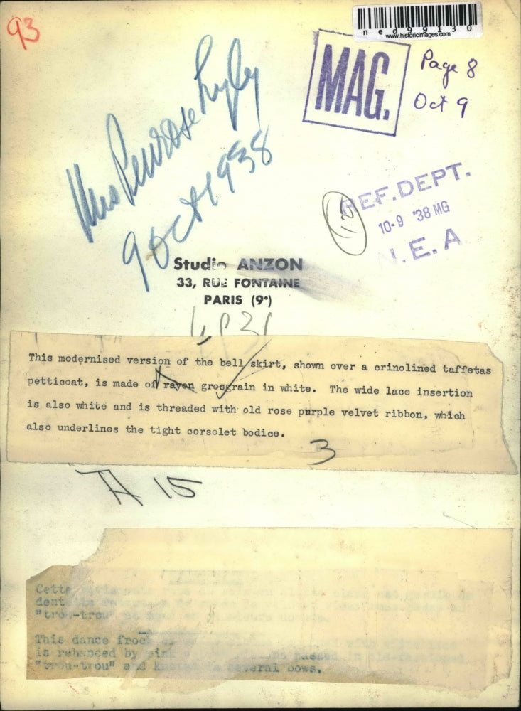 1938 Press Photo Modernized version of the bell skirt