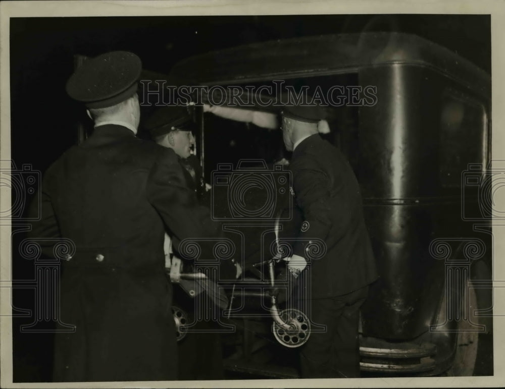 1937 Press Photo Woman Carried to Ambulance After Car Wreck