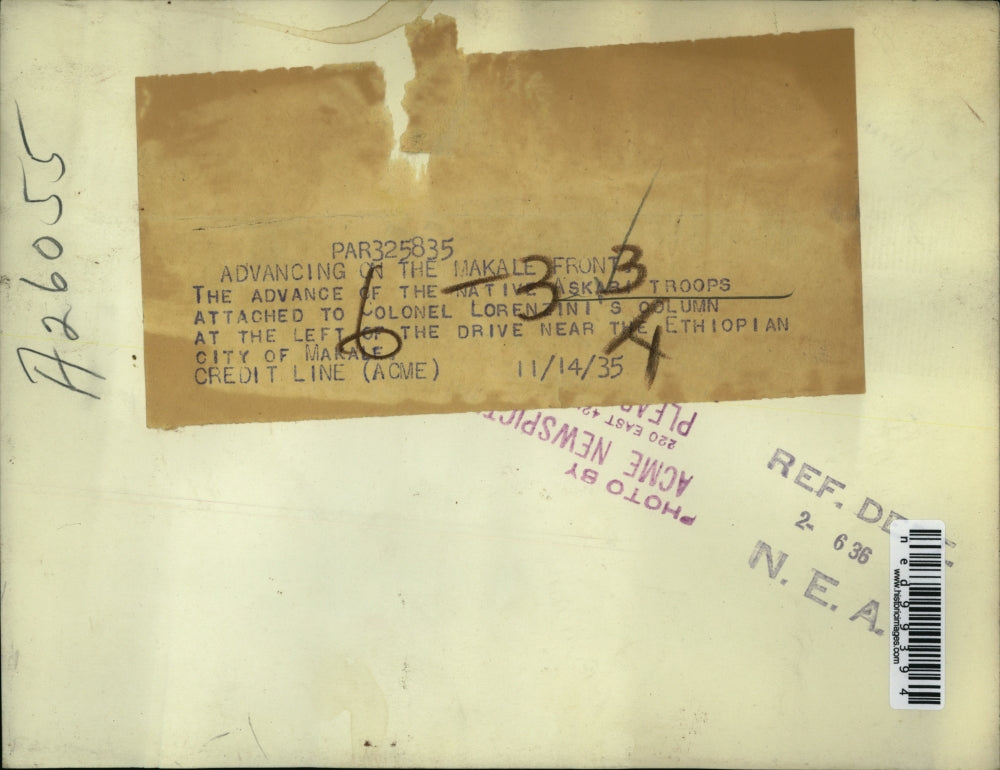 1935 Press Photo Native Askari troopos drive near Ethiopian city of Makale