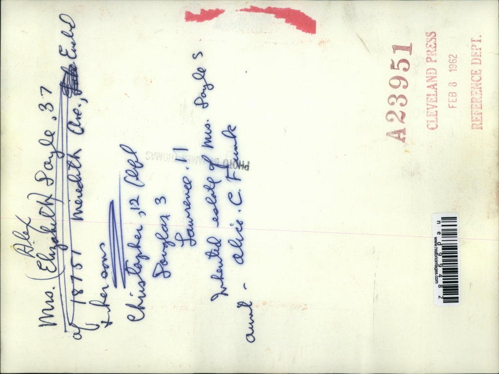 1962 Press Photo Mrs. Alex Doyle & her sons inherited estate of Alice C. Frank