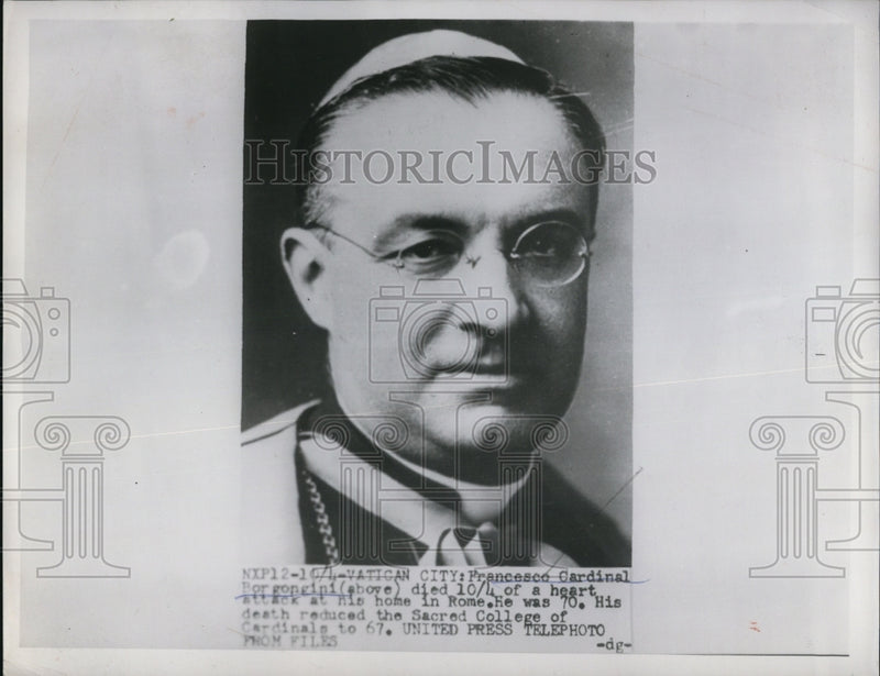 Load image into Gallery viewer, 1954 Press Photo Prancesco Cardinal Bor Gongini died of a heart attack in Rome
