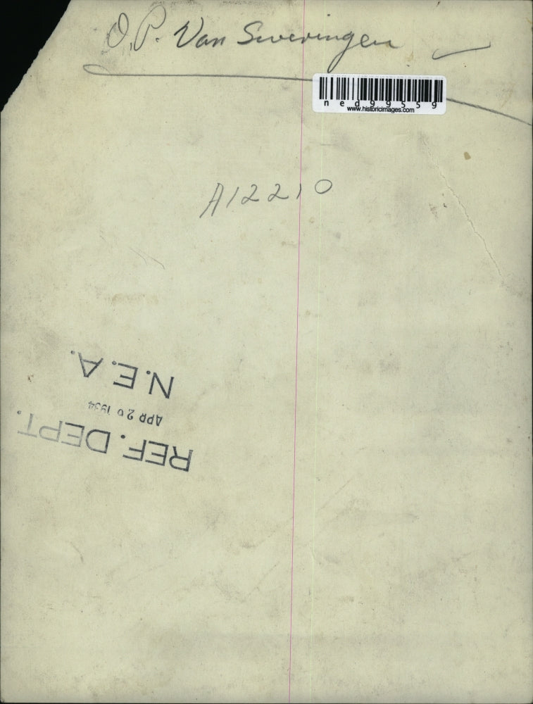 1934 Press Photo O P Van Sweningen