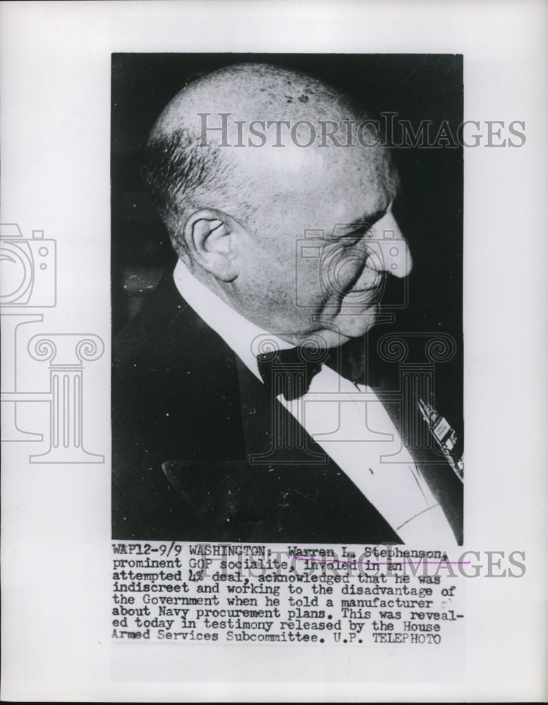 1953 Press Photo Wazsh DC Warren L Stephenson GOP socialite