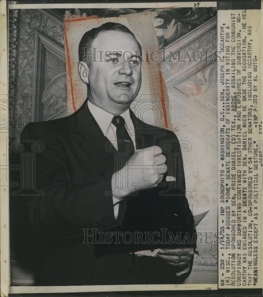 1955 Press Photo of Sen. Price Daniel D -TX - ned99661