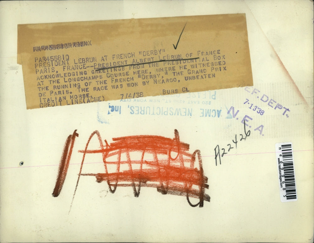 1938 Press Photo of President Albert LeBrun of France.