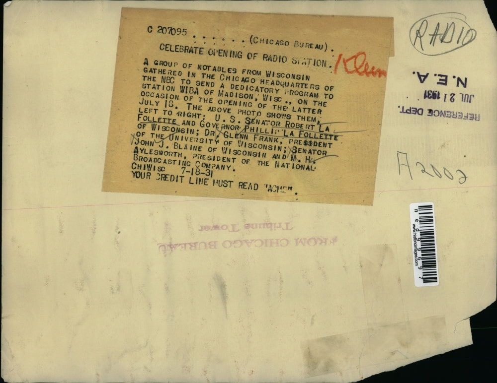 1931 Press Photo Sen R LaFollette of Wis, Dr G Frank, Gov P La Follette,