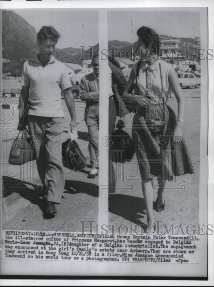 Load image into Gallery viewer, 1959 Press Photo of British Group Captain Peter Townsend and Marie-Ince Jamaghe
