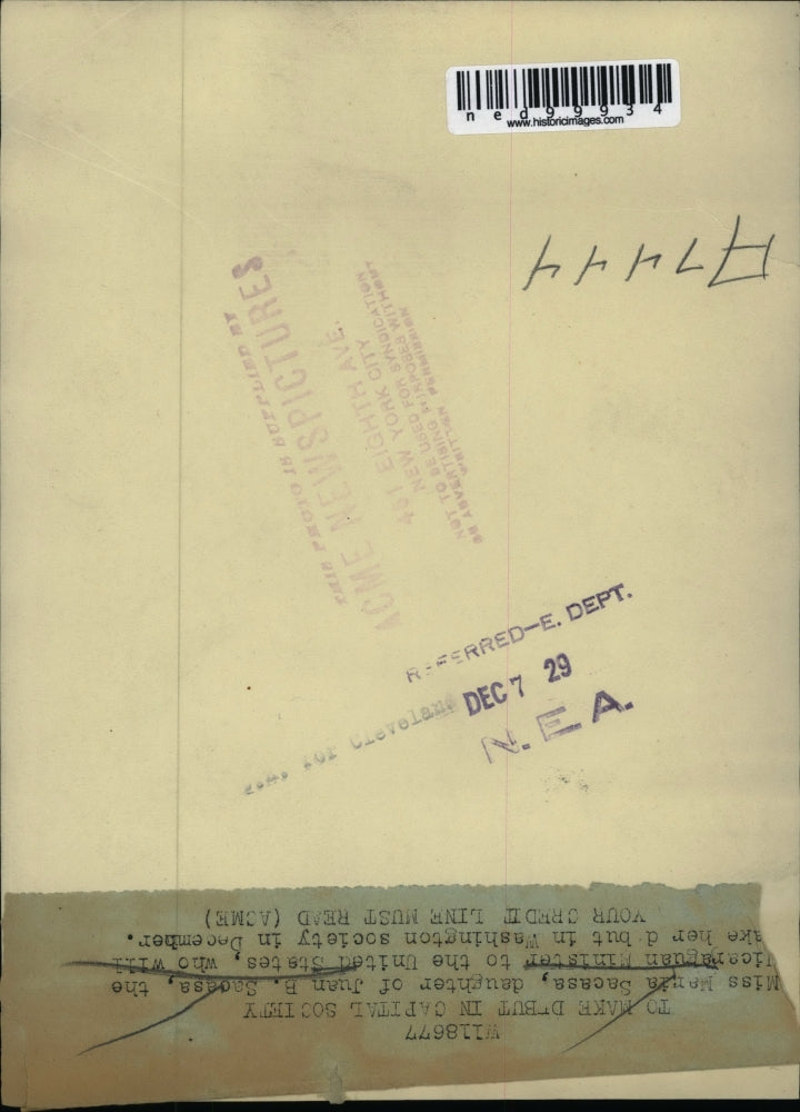 1929 Press Photo Maria Sacasa Will Make Debut in Washington Society - ned99934