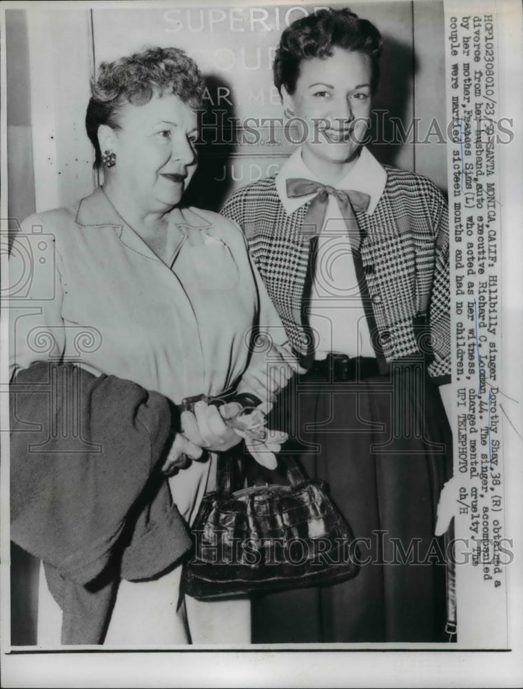 1959 Press Photo Singer Dorthy Shay, Richard C. Looman and Franes Sims