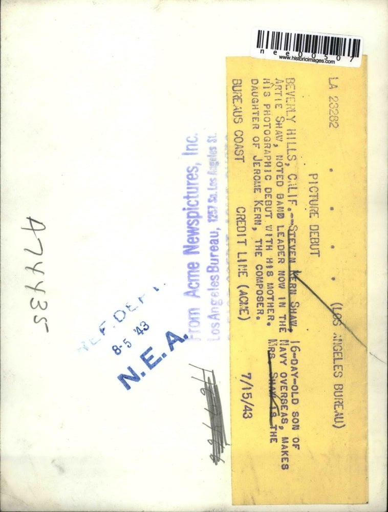 1943 Press Photo Steven Kern Shaw and Mrs.Shaw - nee00507