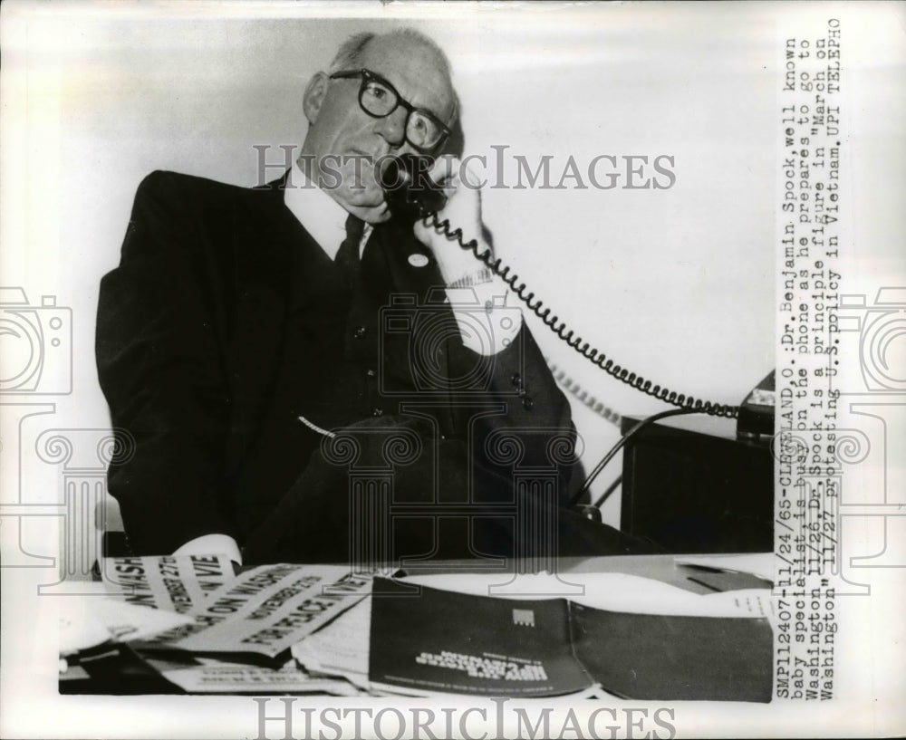 1965 Press Photo Dr. Benjamin Spock principle figure in March on Washington.