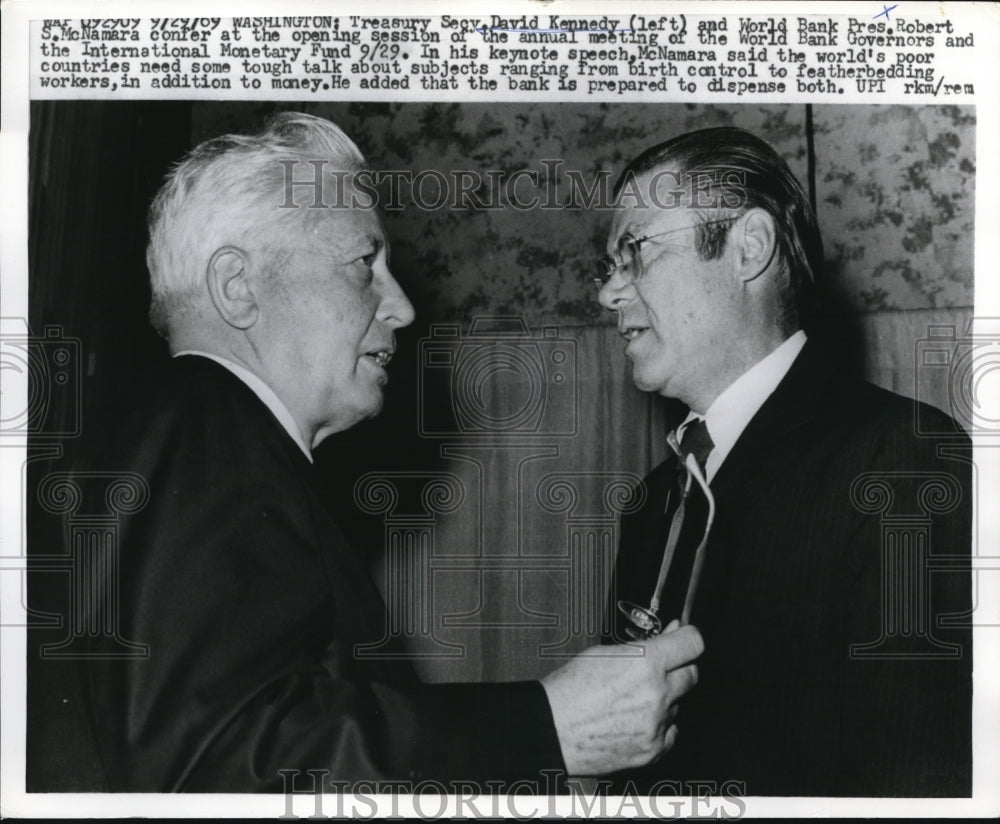 1969 Press Photo Treasury Secretary David Kennedy & Robert S. McNamara- Historic Images