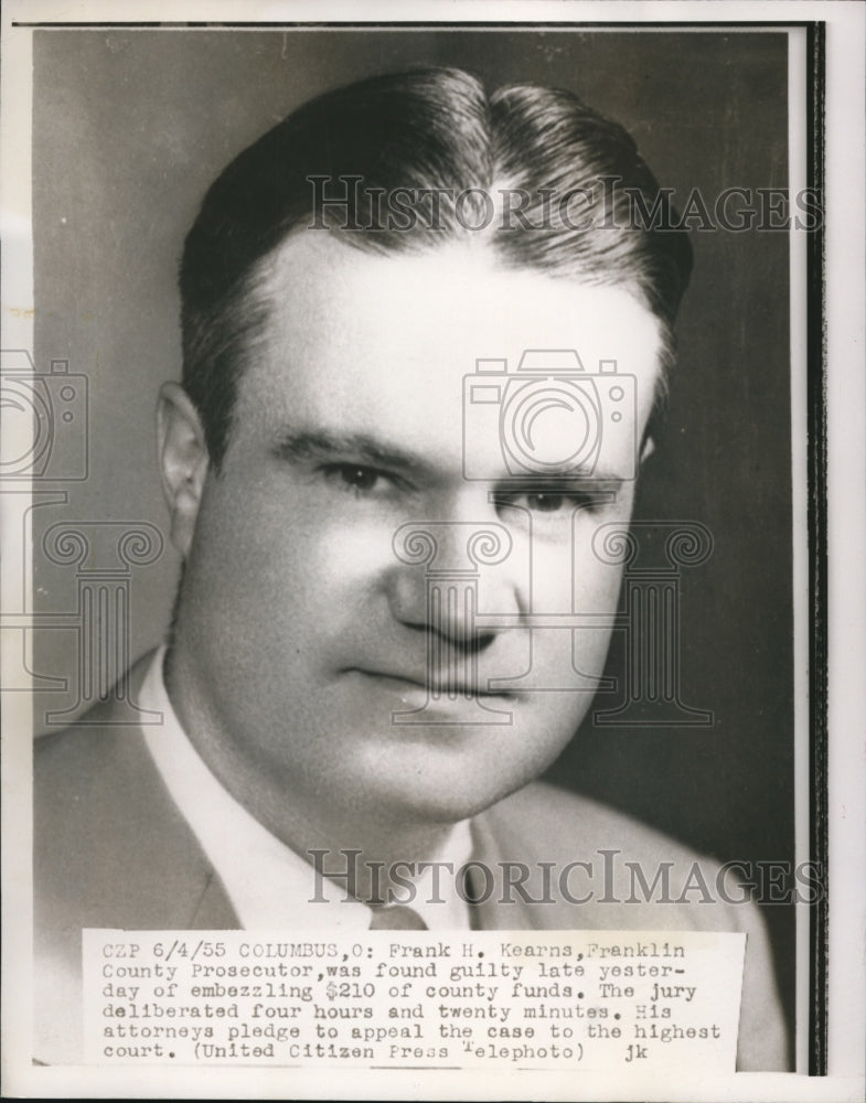 1955 Press Photo Frank H. Kearns - nee02276