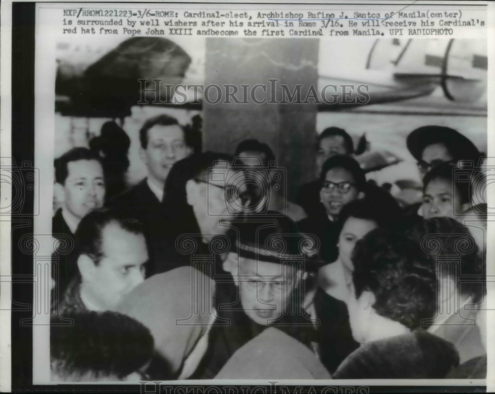 1960 Press Photo Rome Italy Cardinal elect Archbishop Rufino J Santos of Manila