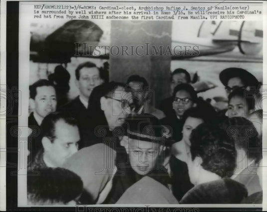1960 Press Photo Rome Italy Cardinal elect Archbishop Rufino J Santos of Manila