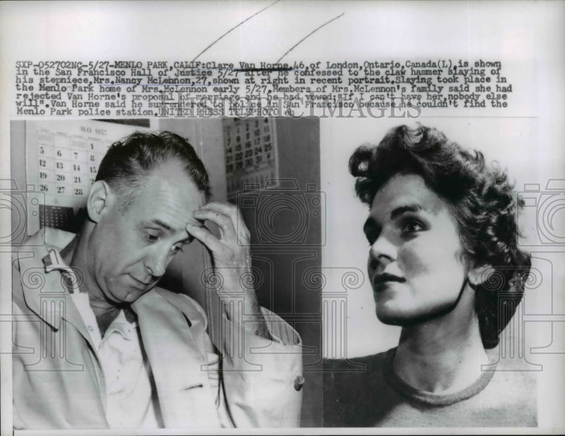 Load image into Gallery viewer, 1957 Press Photo of Clare Van Horne (L) who allegedly murdered Nancy McLennan.
