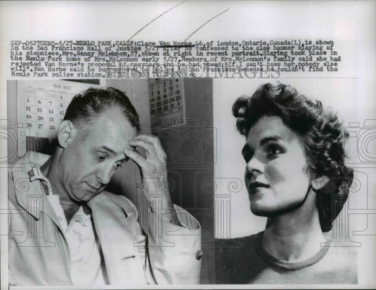 1957 Press Photo of Clare Van Horne (L) who allegedly murdered Nancy McLennan.