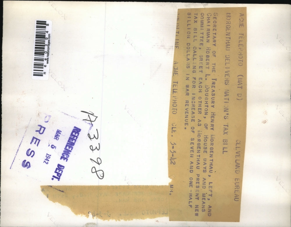 1942 Press Photo Secretary of the Treasure Henry Morganthau & Robert Doughton