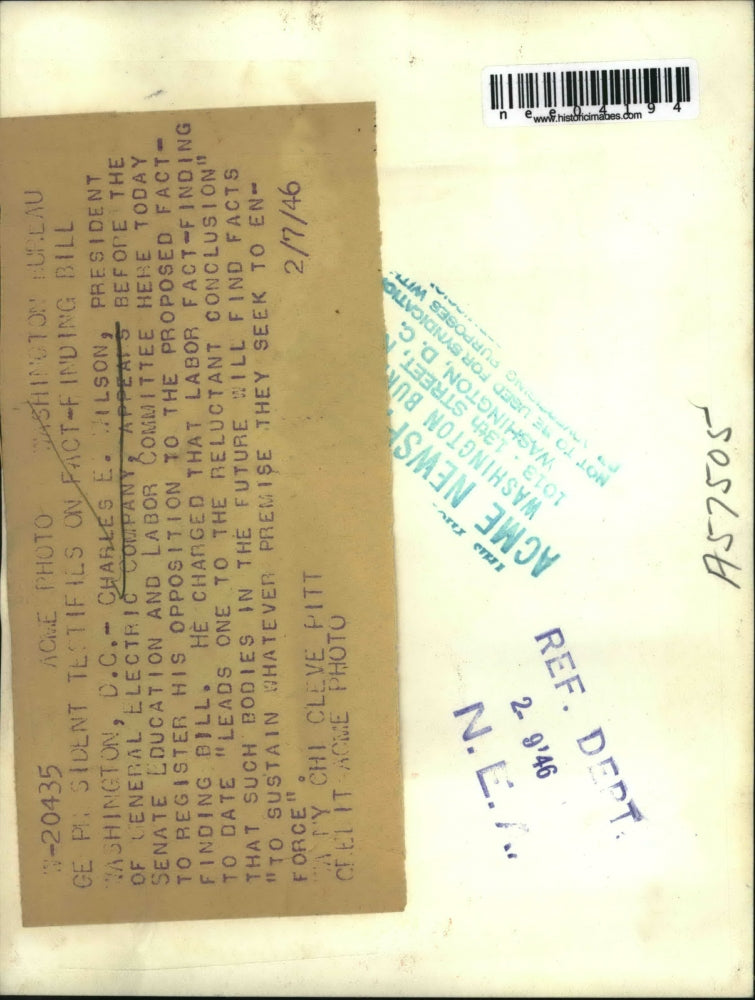 1946 Press Photo Charles E. Wilson - nee04194