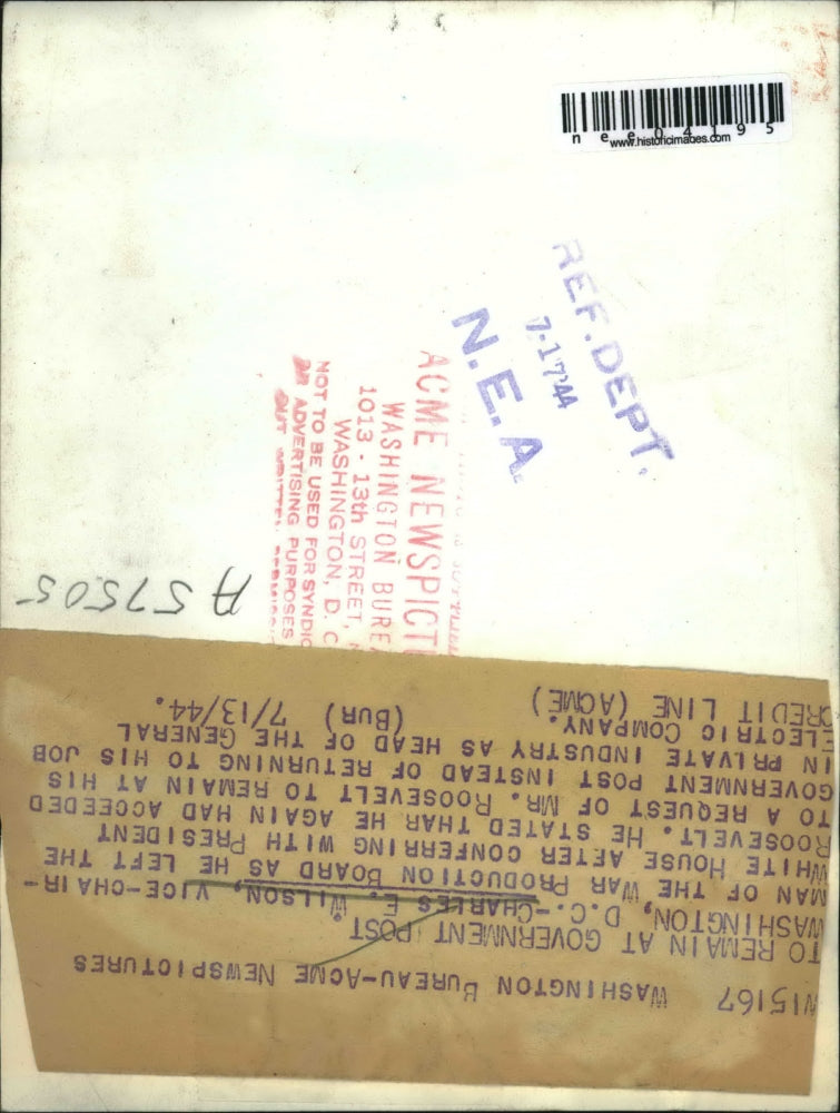 1944 Press Photo Charles E. Wilson - nee04195