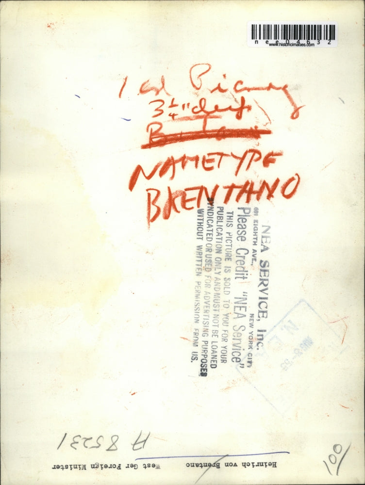 1959 Press Photo Heinrich von Brentano - nee04632