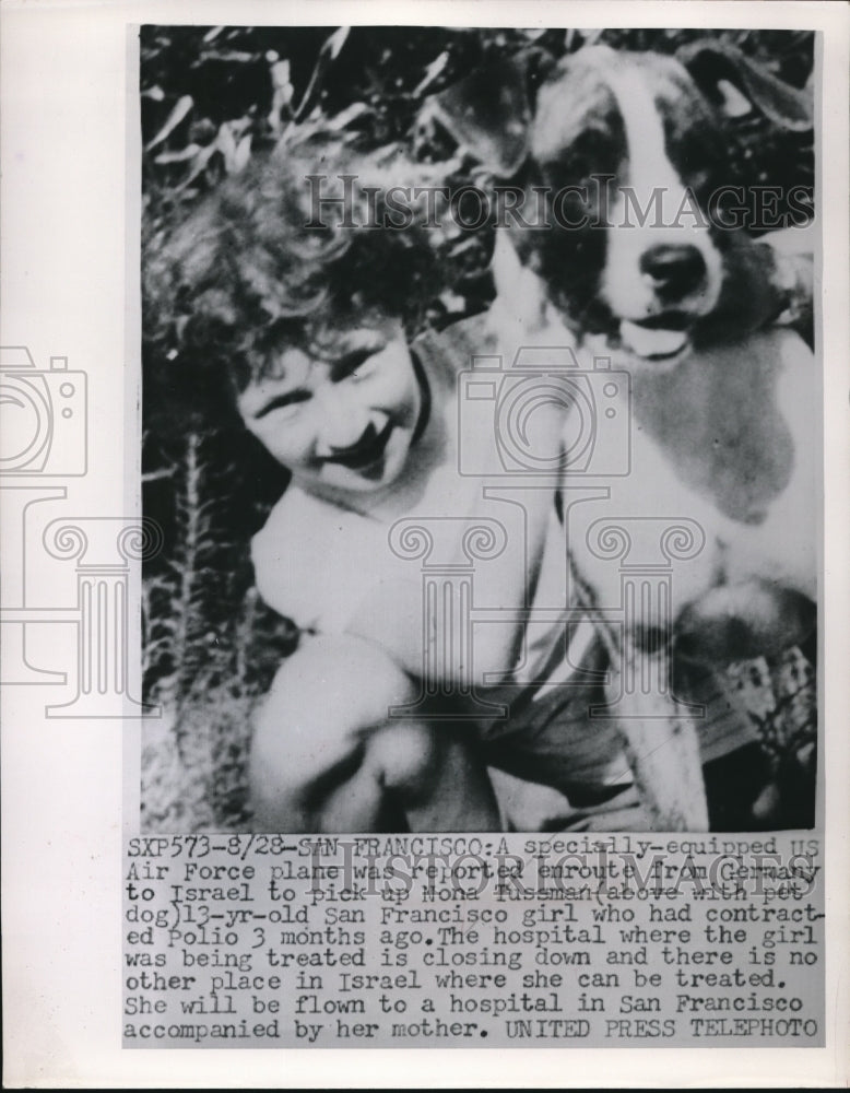 Load image into Gallery viewer, 1952 Press Photo San Francisco Mona Tussman &amp; pet dog she has polio - nee05188
