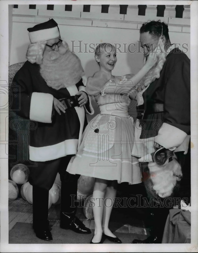 Load image into Gallery viewer, 1957 Press Photo Stuart Irving, Renee Pleitaveno, Halle's Department Store
