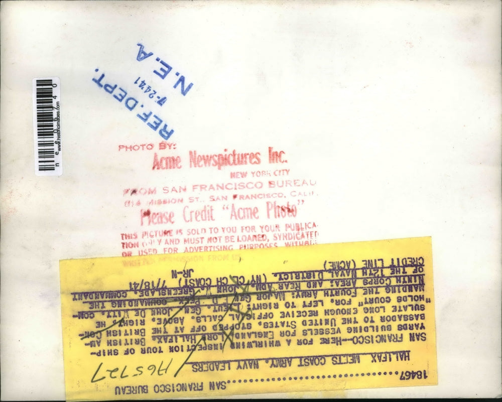 1941 Press Photo Lord Halifax British Ambassador to US Meets With Military Leade