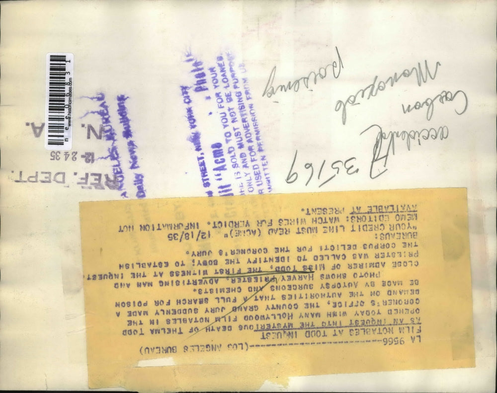 1935 Press Photo Film Notables at Todd Inquest - nee06831