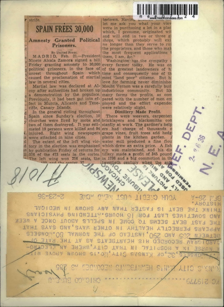 1936 Press Photo Z.V Monsees an electro-cardigram recorded his heart beats